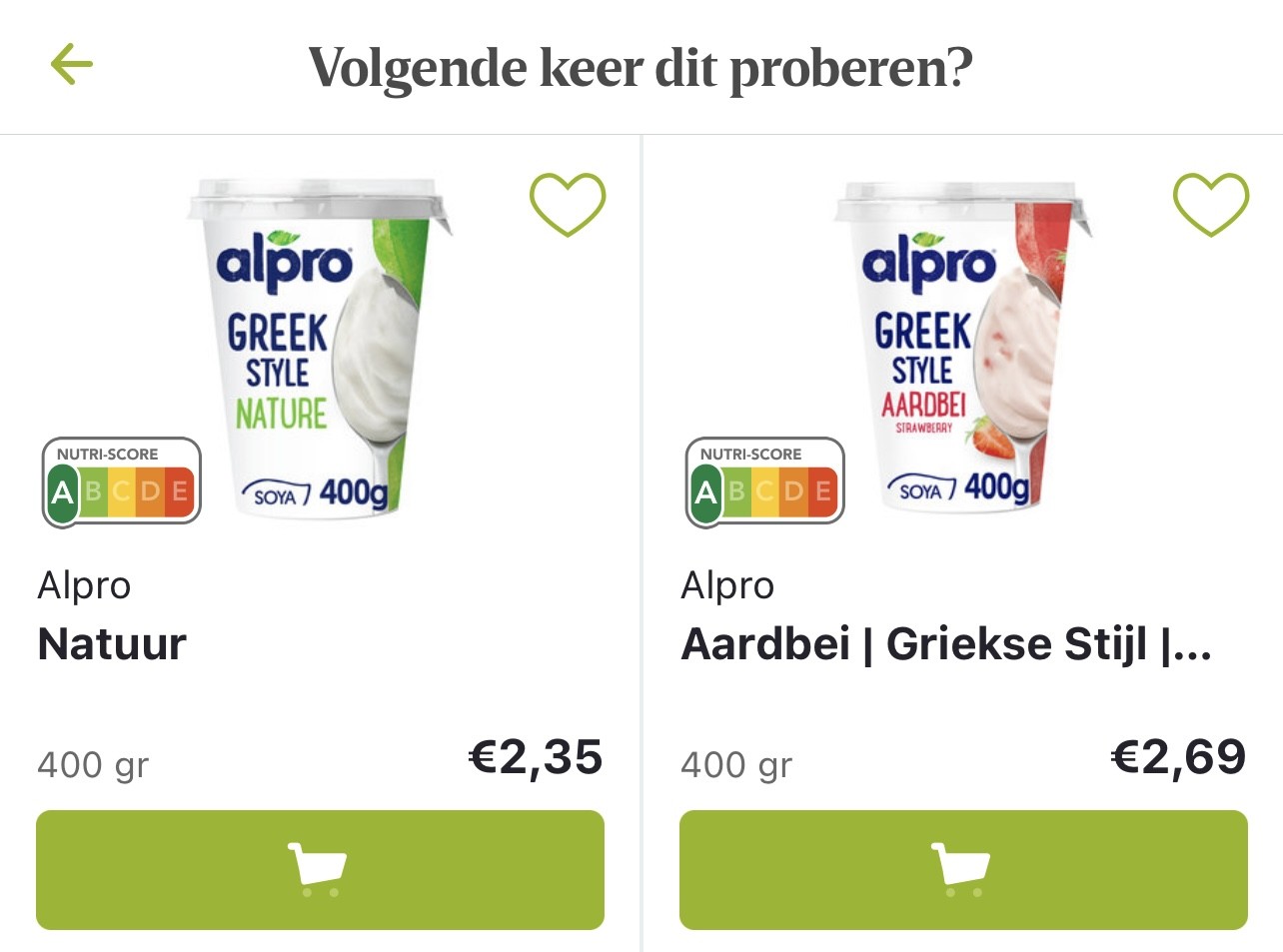 Delhaize app Nutri score mijn nutri profiel alternatieve gezonde voeding